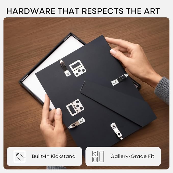 Homeforia 6x8 Picture Frame Black, High End Metal 6 x 8 Black Frames with Mat 5 x 7 for Art, 8x6 Desk Frame Matted to 5x7 inch Photo, 6 by 8 Wall or Tabletop Frames, Tempered Glass, Wall Kit, Set of 2