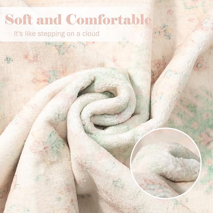 MUJOO Small Rug,2x3 Washable Area Rugs for Bathroom Entryway Entry Entrance Bedroom,Indoor Front Door Mat Non Slip Throw Carpet Boho Low Pile Light Pink and Green