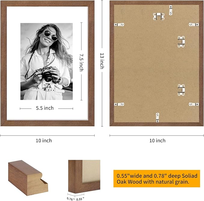 9x12 Oak Wood Picture Frams - Minimalist 9x12 Oak Wood Frames, 9"x12" Picture Frame Wood, Natural Solid Wooden Picture Frames for Wall Art Photo and Prints(3 Pack, Walnut)
