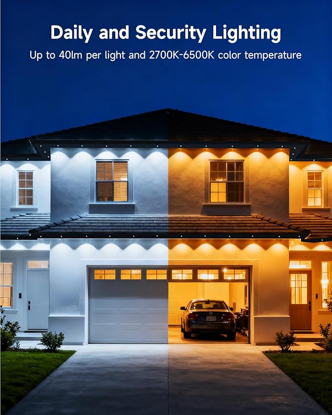 Permanent Outdoor Lights for House, 150FT with 90 RGBCW LEDs for Christmas, Daily and Holiday Lighting, Eave Lights for Outdoor Decorations, IP67 Waterproof, Works with Alexa, Google Assistant, White