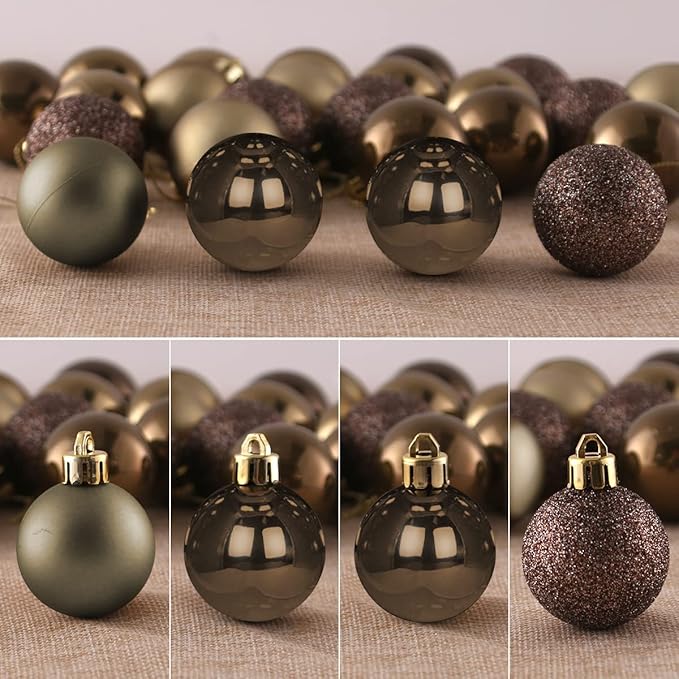 Vintage Copper 3.2" Large Christmas Balls - Christmas Tree Decoration Ornaments Shatterproof Hanging Balls for Birthday Halloween Holiday Wedding Decorations Set of 24pcs