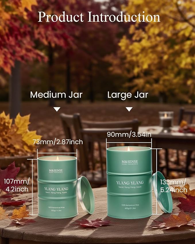M&SENSE Ylang Ylang Scented Candles Large, Natural Soy Candles 21.2oz 120 Hour Slow Burning,Aromatherapy Candle for Stress Relief Meditation Relaxing