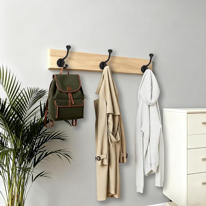12 Pack Wall Hooks for Hanging, Heavy Duty Coat Hook Wall Mount, Easy to Install Metal Closet Hooks, Apply to Bathrooms, Bedrooms, Living Rooms, Entrances (Black)