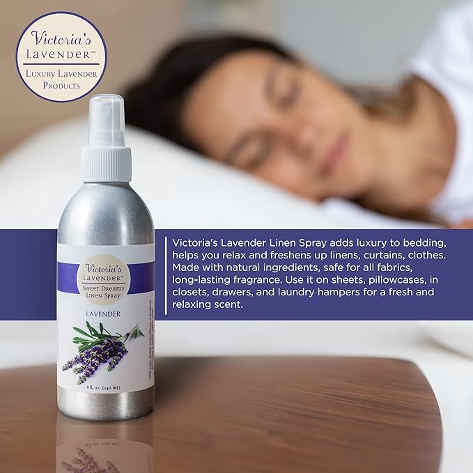 Victoria's Lavender Linen Spray for Bedding, Pillow Spray for Sleeping Better, Pure Lavender Essential Oil Handmade in Oregon, Made in USA (8 oz)