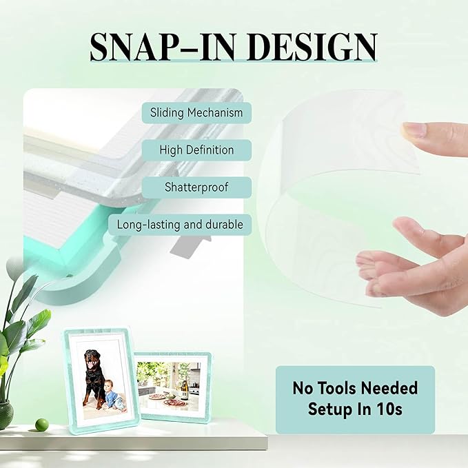 5x7 Picture Frame, Clear Acrylic Photo Frame with White Mat for 4x6 Photos, One-Piece Shatterproof Tool-Free Design, UV-Resistant Waterproof Tabletop Frame for Home Office Decor with 10-Year Warranty