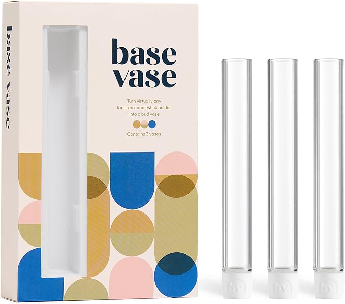 Base Vase (3-Pack) - The Bud Vase That Fits in Taper Candle Holders | Create Floral Arrangements for Tablescapes, Centerpieces, Weddings and Home Decor