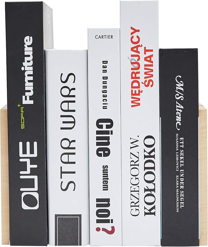 Pandapark Wood Decorative Bookends,Non-Skid Bookend for Shelves,Heavy Duty Bookends,Book Stand for Books/CDs,1 Pair