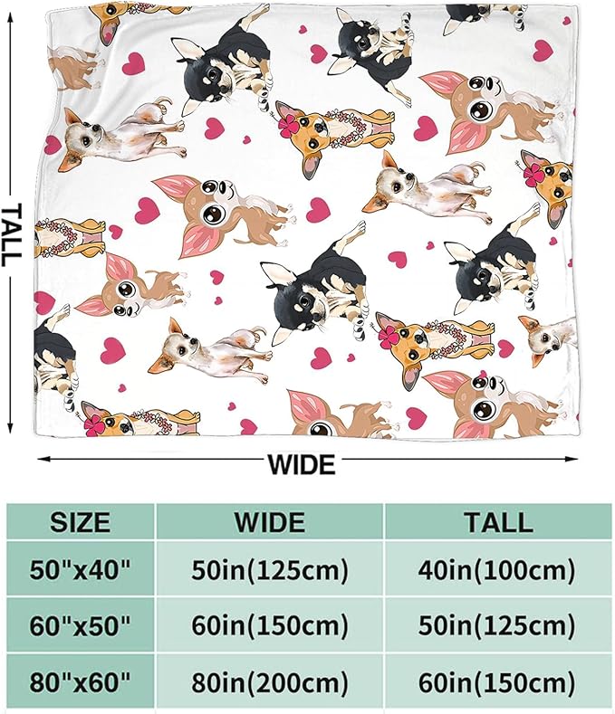 Tijuboni Chihuahua Throw Blanket Dog Gifts for Girls Boys Women Men Kids Adults Soft Flannel Fleece Blanket for Couch Sofa Bed Home Decor 60"x80"