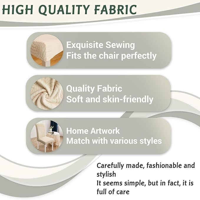 Dining Room Chair Covers Set of 4 Stretch Spandex Kitchen Chair Protector Slipcover Removable Washable Dining Chair Covers for Home, Party, Ceremony, Banquet (Cream White)