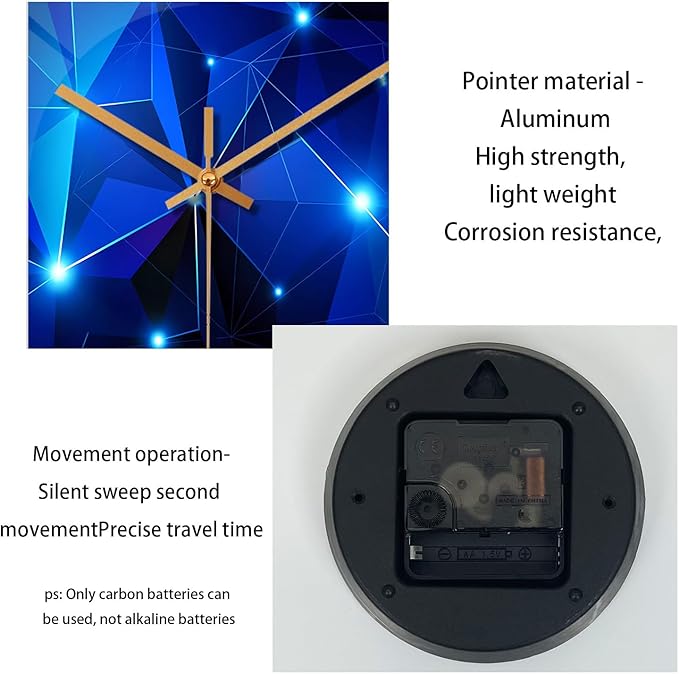 Extra Large Wall Clocks for Living Room Decor 24 Inch Glass Blue Clock Battery Operated Analog Silent Wall Clock Modern
