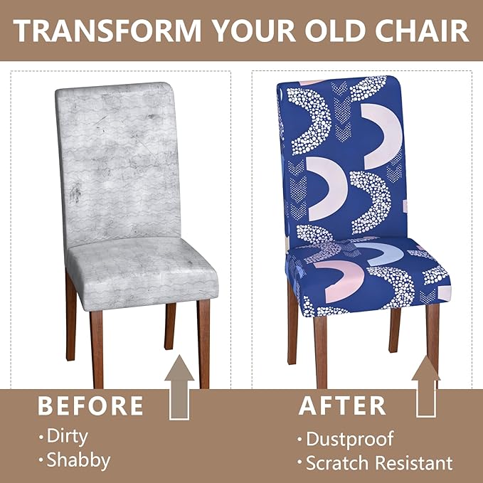 Stretch Dining Chair Covers Set of 4,Floral Print Chair Covers,Soft Removable Washable,Pet Friendly Furniture Protector,Universal Chair Slipcovers for Home, Kitchen,Ceremony Dining Room Seat
