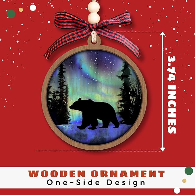 Bear Christmas Ornaments, Animals Ornaments for Christmas Tree - Gifts for Bear Lovers, Women, Men - Bears Christmas Ornament - Wood Ornament 2025