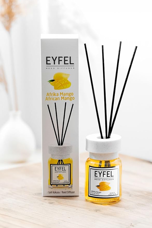 EYFEL Reed Diffusers for Home – African Mango Reed Diffuser Set 4.05 fl oz Oil Diffuser Sticks, Bathroom Diffuser, Home Fragrances, Scented Sticks, Home Decor