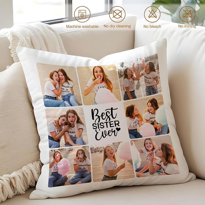 Custom Pillow with Picture & Text - Include Insert, Personalized Photo Pillow Double-Sided Printing | 5 Sizes & 10 Colors Optional, Custom Pet Memorial Gifts | Keepsake Gifts for Loved One