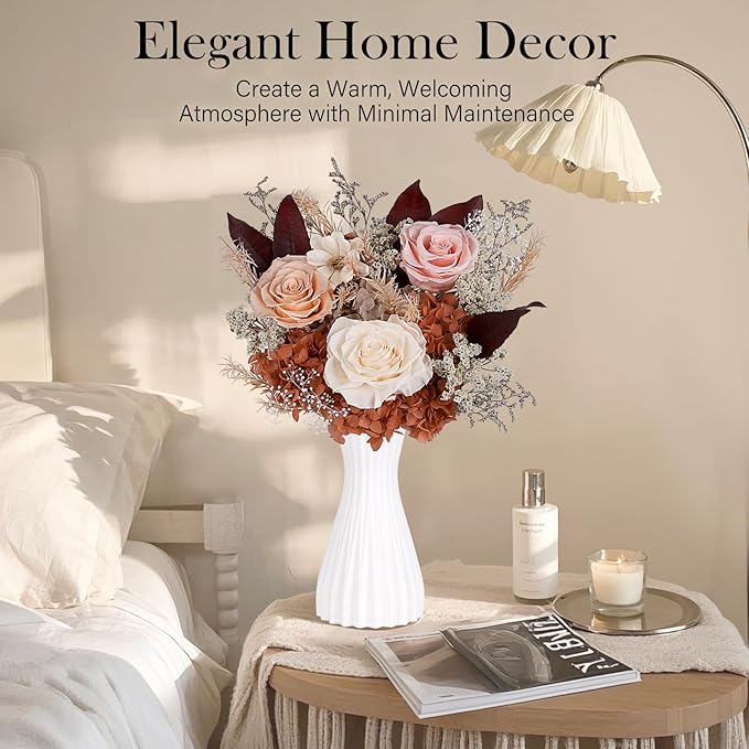 Preserved Bouquet of Flowers - Forever Flowers for Delivery, Real Eternal Roses for Her Mother Mom Grandma Wife Anniversary Birthday Gifts for Women, Champagne