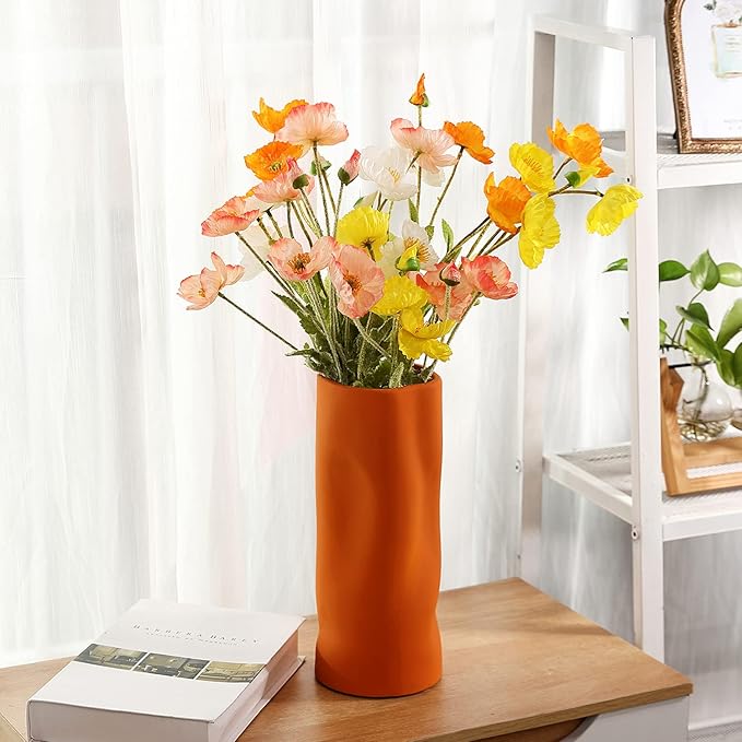 Artificial Poppy Flowers, 8 Bundles Faux Poppies with Stems for Floral Arrangements - Wedding, Home, Office, Party Table Centerpiece Decor