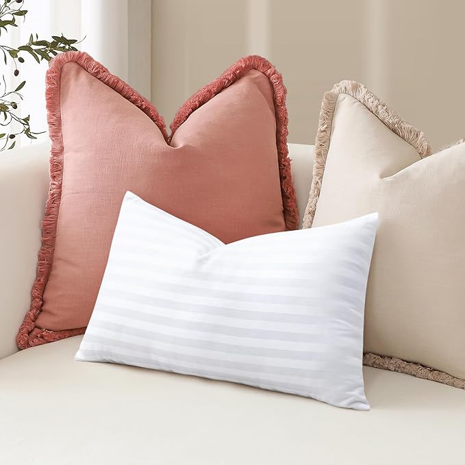 Artscope Synthetic Down Pillow Insert, 24x24 Down Alternative Throw Pillow Insert. Ultra Soft Fluffy Sleeping Pillow with 100% Cotton Cover, Decorative Pillows-Striped