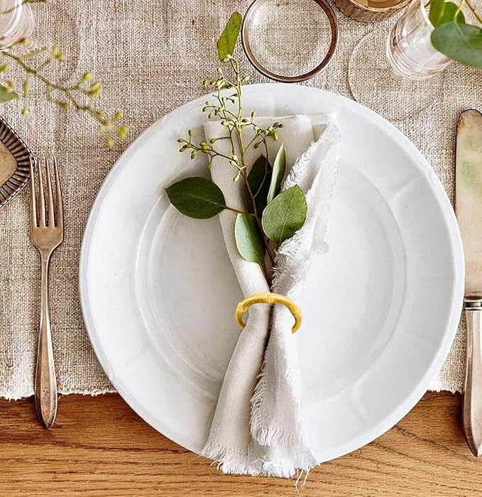 LogHog Wood Bamboo Napkin Rings Set of 8, Handmade Original Bamboo Circle Napkin Holder Rings Table Decorations for Wedding, Valentine's, Banquet, Christmas, Birthday, Thanksgiving