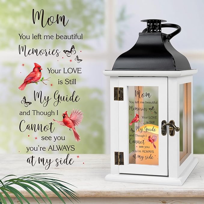 Memorial Lantern - Bereavement Sympathy Gifts for Loss of Loved One Memorial Gifts for Loss of Mother Remembrance Gifts Thoughtful Funeral Gifts for Loss of Mom with LED Candle and Remote