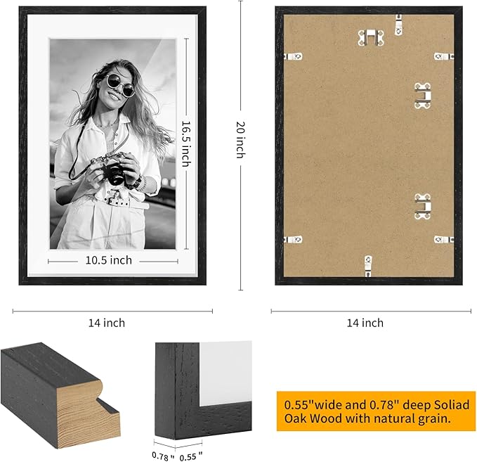 13x19 Oak Wood Picture Frame - 13"x19" Poster Frames for Wall, 13x19 Picture Frames for Wall, 13 x 19 Picture Frames, 13 x 19 Frames for Wall(1 Pack, Black)