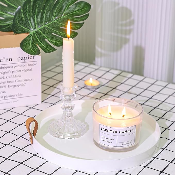 12oz Candle Jars for Making Candles, 8 Pack Large Clear Glass Empty Candle Jars with Bamboo Lids and Wick Kit, Multiple Wicks Wide Mouth Candle Container Bulk, Ideal for Candle Business