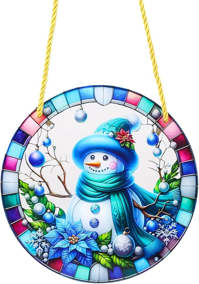 Christmas Santa Gingerbread Man Acrylic Disc Ornament for Tree, Wall, Window, Holiday Home Party Decoration (G)