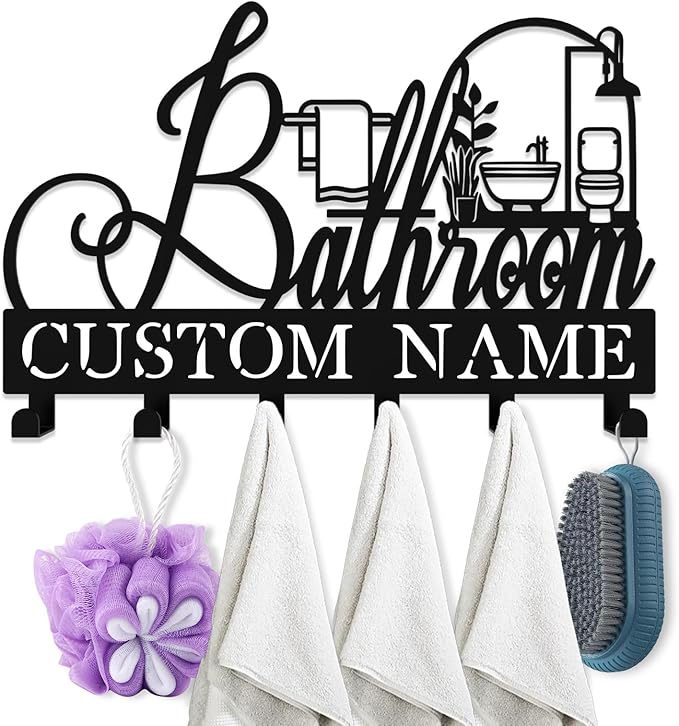 Personalized Metal Key Rack Hooks, Key Holder Wall Mounted Key Hooks, Bathrom Theme Wall Decoration Hooks, Key Hanger Organizer for Living Room, Entryway, Bathroom, Office Decor