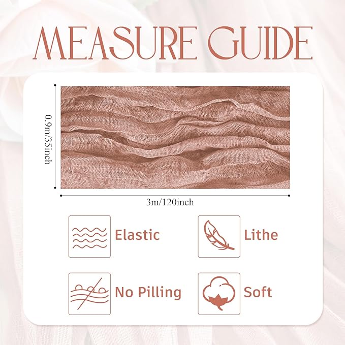 Wokceer Cheesecloth Table Runner Valentine's Day Dusty Pink 10FT Boho Gauze Wedding Cheese Cloth Table Runner for Party 120 Inches Long Easter Rustic Sheer Runners for Baby Bridal Shower Decor