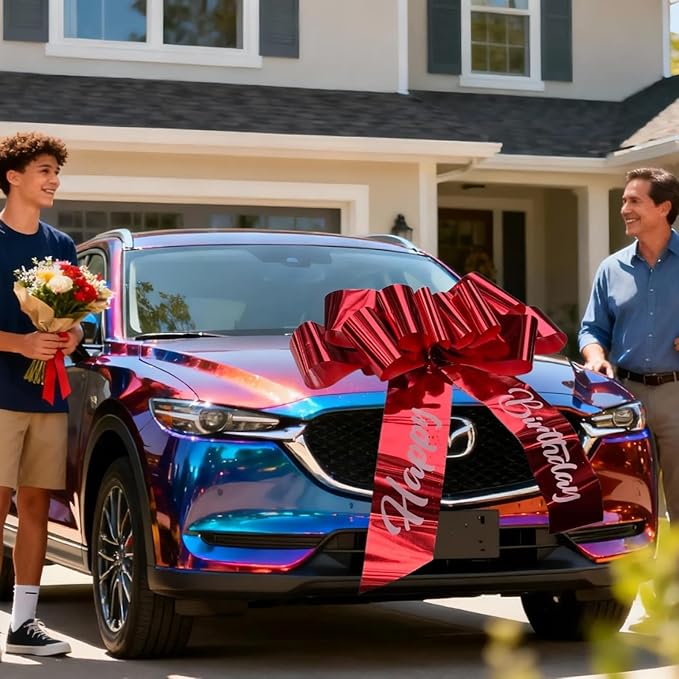 Big Birthday Bow(30 inch, 1 Pack), Giant Car Bow - Huge Gift Bow for Birthday, Large Red Bow for Gfit Wrapping, Present, Car, Party, Indoor and Outdoor Decoration.