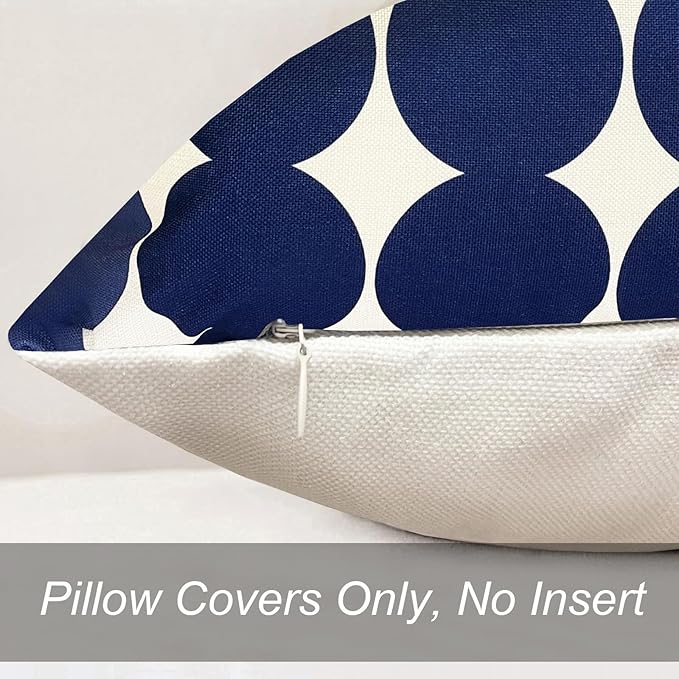 Decorative Throw Pillow Covers Set of 2 Blue Fashion Polka dot Pillow Covers 22x22 Inch Throw Pillow Cover Linen Pillowcase Farmhouse Outdoor Pillow Covers for Couch Sofa Living Room