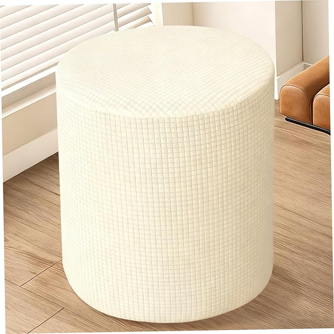 Stretch Jacquard Ottoman Cover, Non-Slip Washable Footstool Slipcover for Living Room Furniture Protection