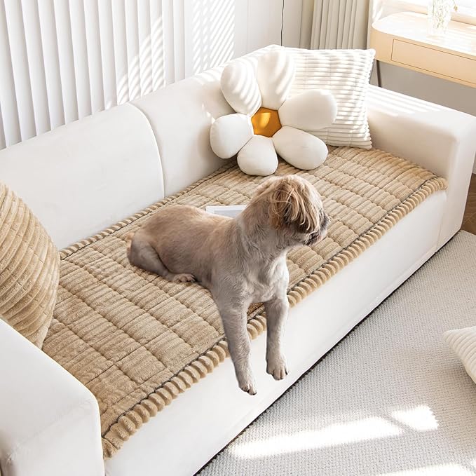 Non Slip Fuzzy Pet Couch Covers for Sofa, Washable Couch Cushion Covers for Large Dogs
