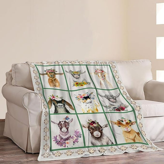 Cute Lamb Blanket Goat Sheep Baby Decor Throw Blanket Super Warm Soft Plush Fleece Flannel Farmhouse Blanket Gifts for Girls Kids Women Boys for Winter Couch Bedding 60"X80"