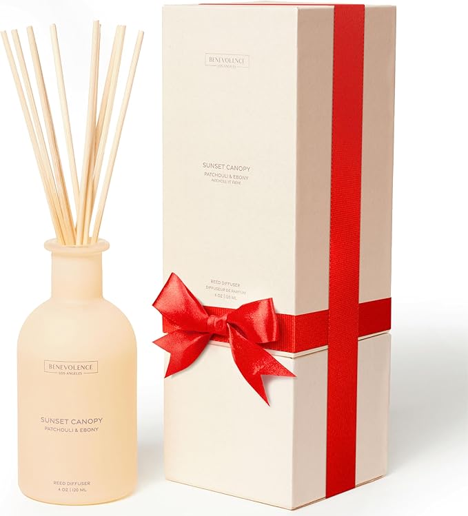 Benevolence LA Reed Diffuser for Home | Patchouli & Ebony | Elegant Home & Bathroom Decor | Long-Lasting Oil Diffuser Sticks | Malibu Sands Collection