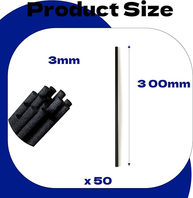 Black Fibre Reed Diffuser Sticks 50pcs 30cm x 3mm Black Fibre Reed Diffuser Sticks Thick Diffuser Reeds Sticks Diffuser Sticks for Diffuser Oils Fragrance Refill Fibre Reeds for Diffusers