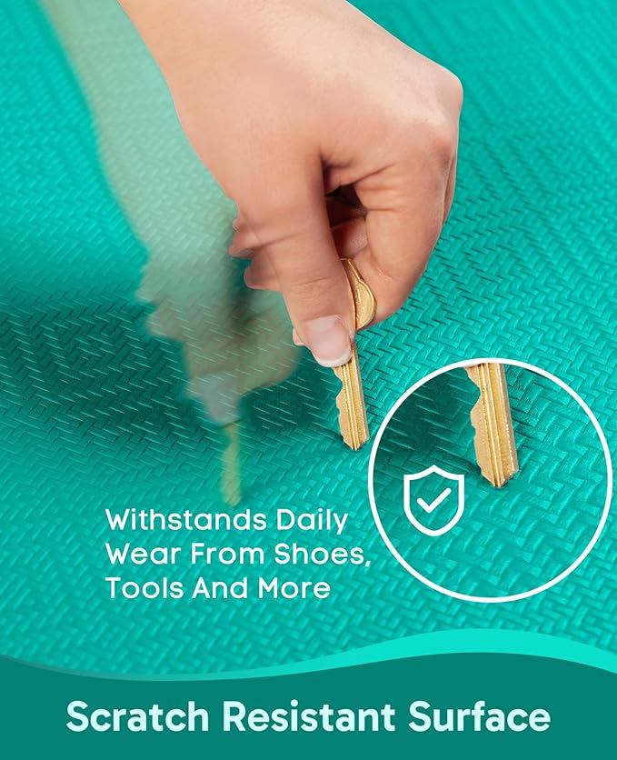 Ophanie Kitchen Mats for Floor, 3/4 Inch Thick Kitchen Rugs, 20''x32'' Anti Fatigue Standing Cushioned Mat, Waterproof,Comfort Ergonomic Mat for Office, Home, Sink, Teal Non-Slip Bottom