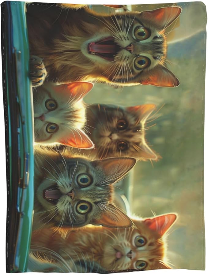 Cat Throw Blanket Cute Cats Decor Blanket Super Cozy Plush Lightweight Soft Plush Flannel Fleece Blanket Gifts for Cat Lover Girls Boys Kids Women Men Teenager for Sofa Bed Couch 80"X60"