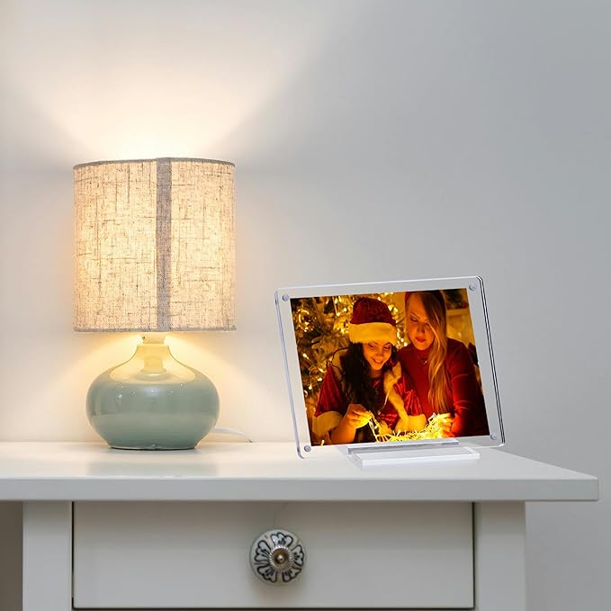 2 Pcs Acrylic Picture Frame 7x5 Inch Picture Floating Display Clear Magnetic Acrylic Frame Double Sided Photo Frame for Desktop Stand (Clear (2 Pack, 5X7)