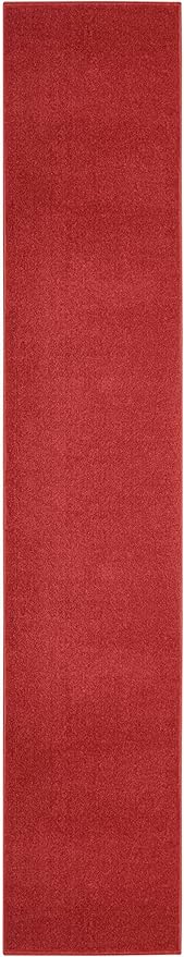 Nourison Home Essentials Solid Indoor/Outdoor Brick Red 2'2" x 20 Area Rug, Easy Cleaning, Non Shedding, Bed Room, Living Room, Dining Room, Deck, Patio, Backyard (2x20)