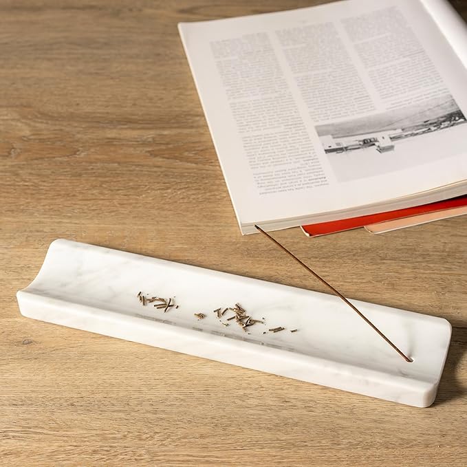 Koville Marble Incense Holder, Incense Holder for Sticks, Incense Sticks Holder Ash Catcher for Meditation Yoga SPA, Natural Stone Incense Burner, Home Table Decor