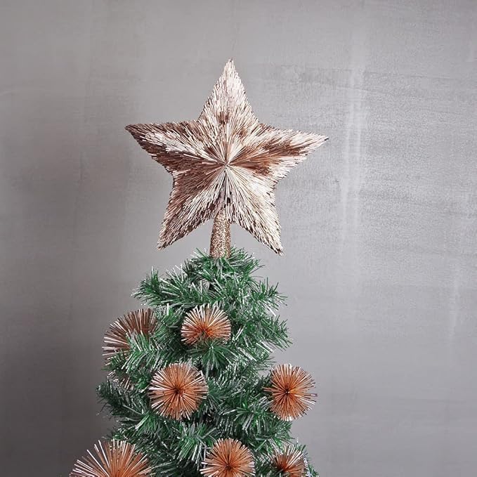 Luxury Christmas Tree Topper Handmade Star Xmas Tree Decoration Unique Stars Light Pink Gold Toppers Indoor Decorations Outdoor Ornaments (Rose, M (8 inches))