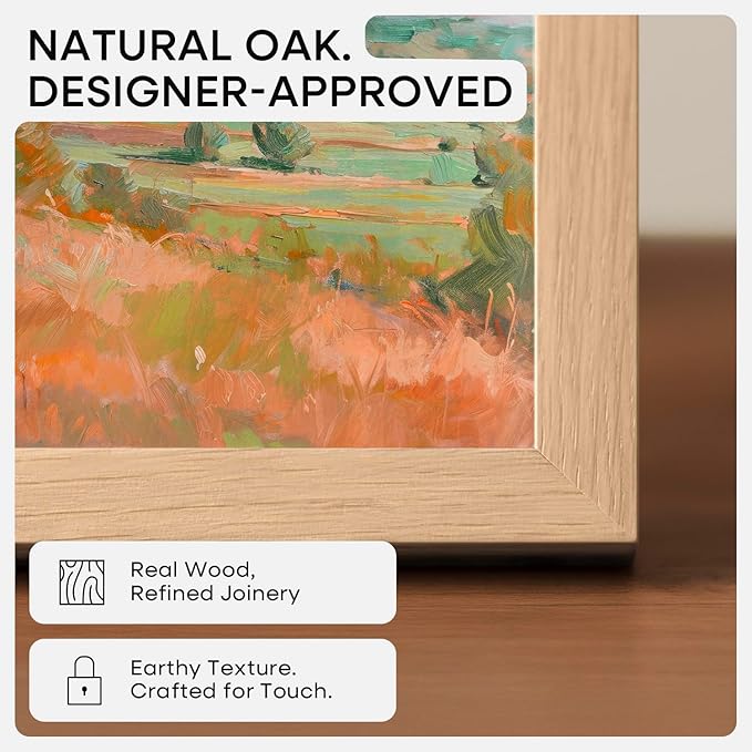 Homeforia 14x22 Picture Frame Wood, High End Natural Oak 14x22 Light Wooden Poster Frame with Mat 12x16, 14 x 22 Frames Matted to 12 x 16 Photo, 22x14 Hanging Frame, Tempered Glass, Wall Kit, Set of 1