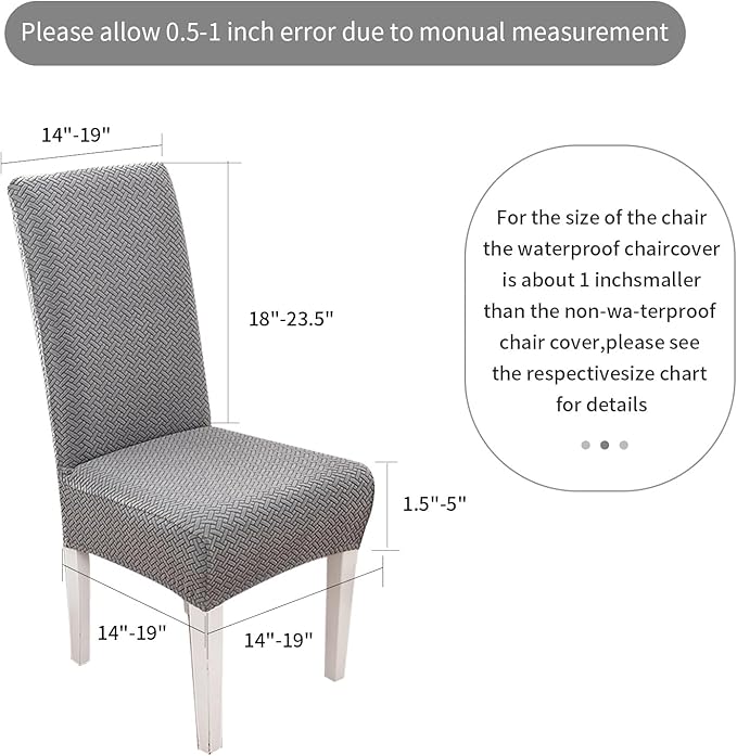 Parsons Dining Chair Cover, Detachable Sofa Chair Cover, Retractable Chair Cover (6, Light Grey)