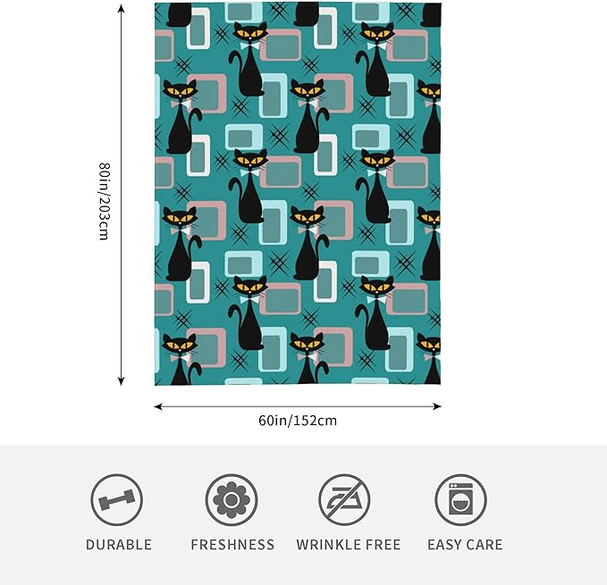 Cat Medieval Throw Blanket Soft Plush Fleece Blankets Warm Cozy Lightweight Fuzzy Blanket for Bed Sofa Couch Home Decor 80"X60"
