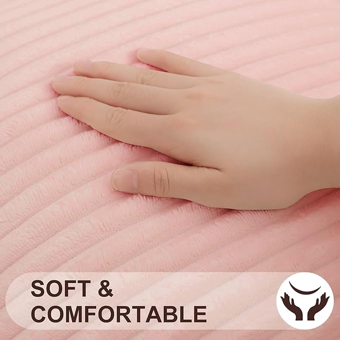 Simmore Decorative Fall Throw Pillow Covers 18x18 Set of 2, Soft Plush Flannel Double-Sided Fluffy Couch Pillow Covers for Sofa Living Room, Pink