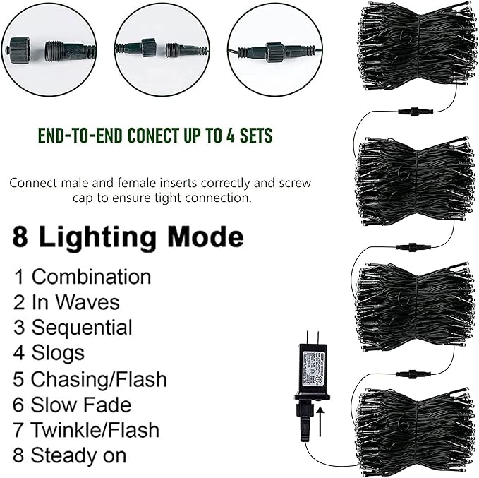 TW SHINE Halloween Lights, 200 LED 66FT Outdoor Halloween Lights Plug in with 8 Modes, Waterproof Light Outdoor, Indoor Decorations for Party Yard Haunted House Decor, Orange and Purple