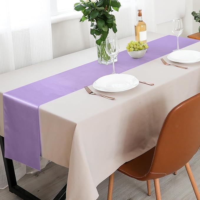 Aneco 4 Pack Satin Table Runner 12 x 108 Inch Pastel Rainbow Long Bright Silk and Smooth Fabric Party Table Runner for Wedding Banquet Party Decoration
