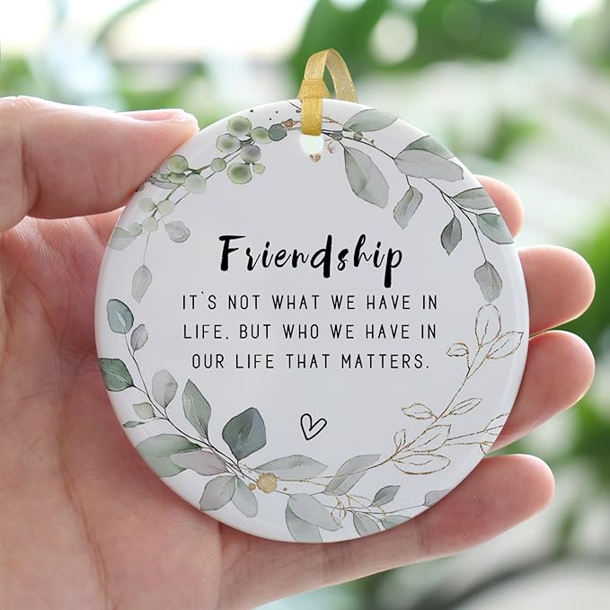 Best Friend Christmas Ornaments Gift 2025, Friendship Ornaments, Besties Forever Ornament, Friends New Year Ornaments, Ceramic Keepsake Double-Sided Printing with Gift Box,Greeting Card