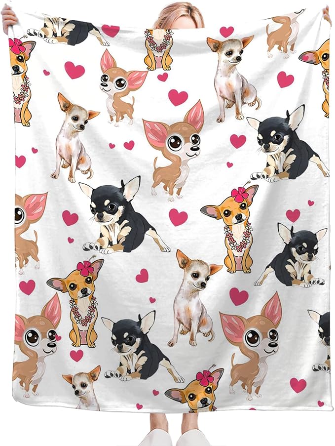Tijuboni Chihuahua Throw Blanket Dog Gifts for Girls Boys Women Men Kids Adults Soft Flannel Fleece Blanket for Couch Sofa Bed Home Decor 60"x80"