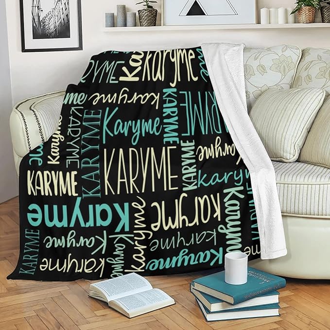 Personalized Blankets with Names Baby Gifts for Girls Boys Custom Soft Fleece and Sherpa Name Blanket for Kids and Adults Birthday for Daughter Son Granddaughter Grandson (Black)